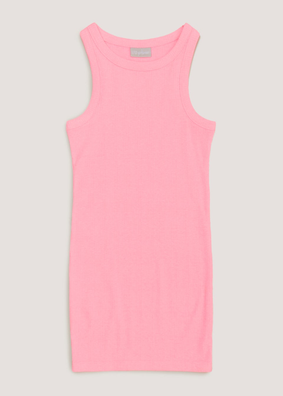 Girls Pink Racer Ribbed Dress 4 13yrs
