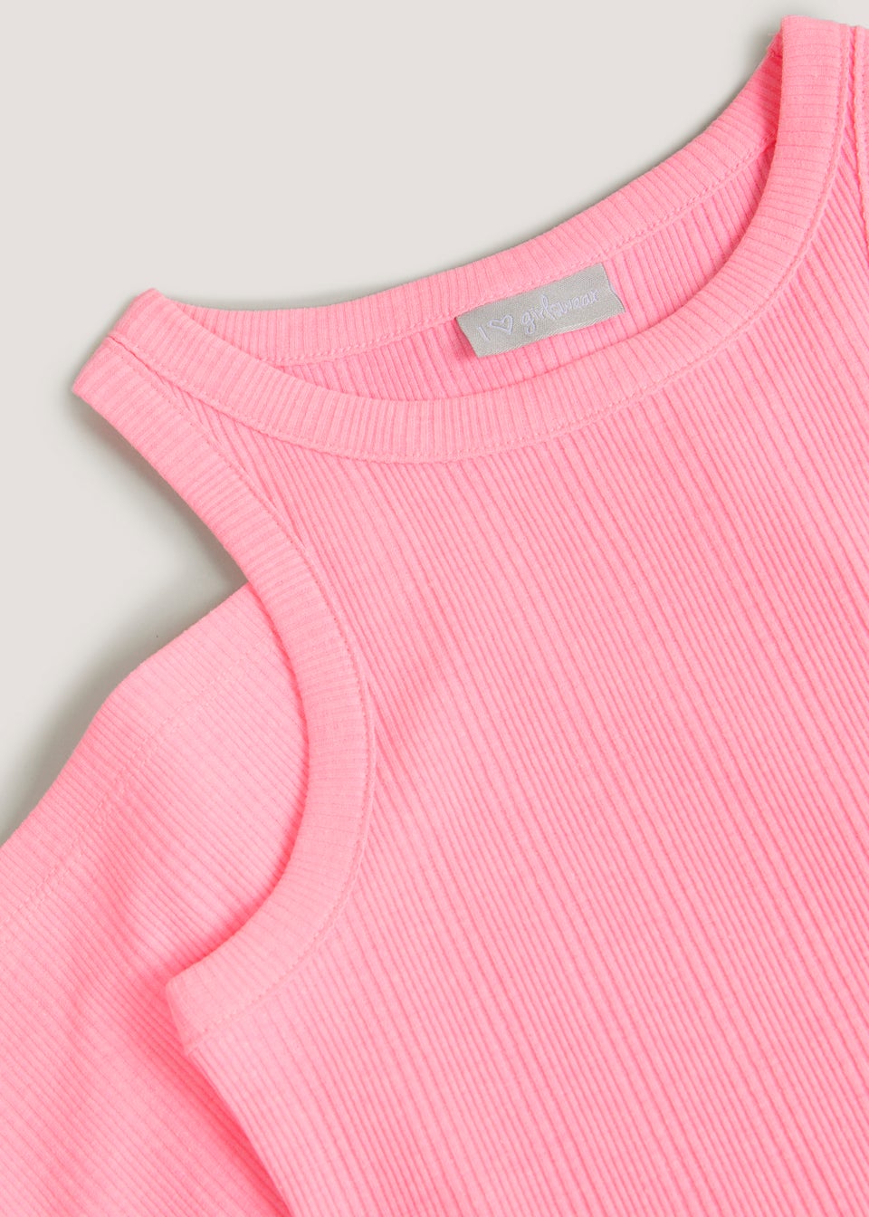 Girls Pink Racer Ribbed Dress (4-13yrs)