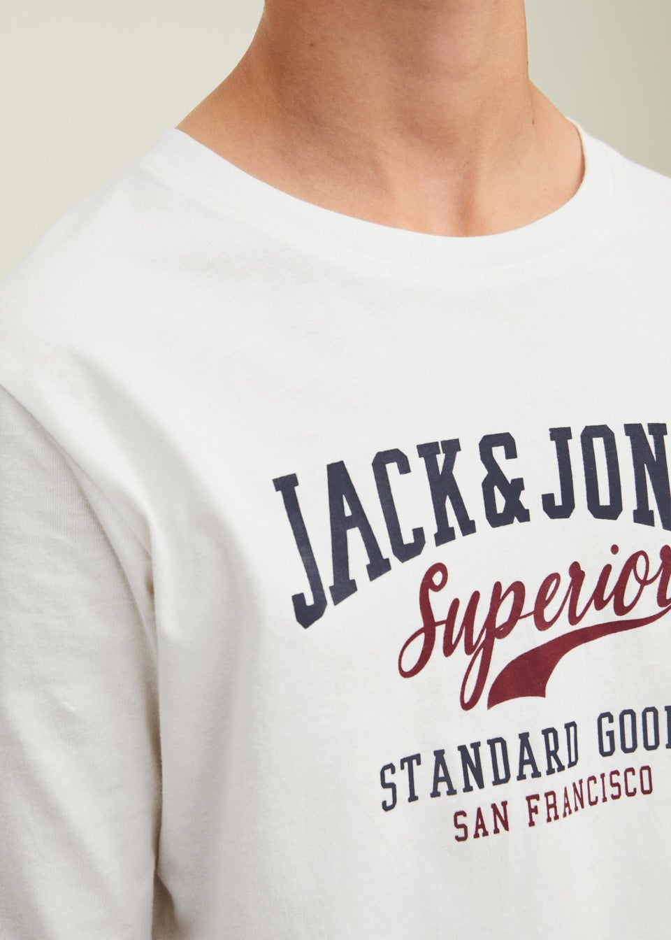 Jack & Jones Junior White Logo Long Sleeve T-Shirt (8-16yrs)