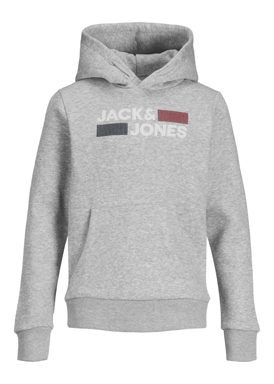Jack & Jones Junior Grey Play Print Logo Hoodie (8-16yrs)