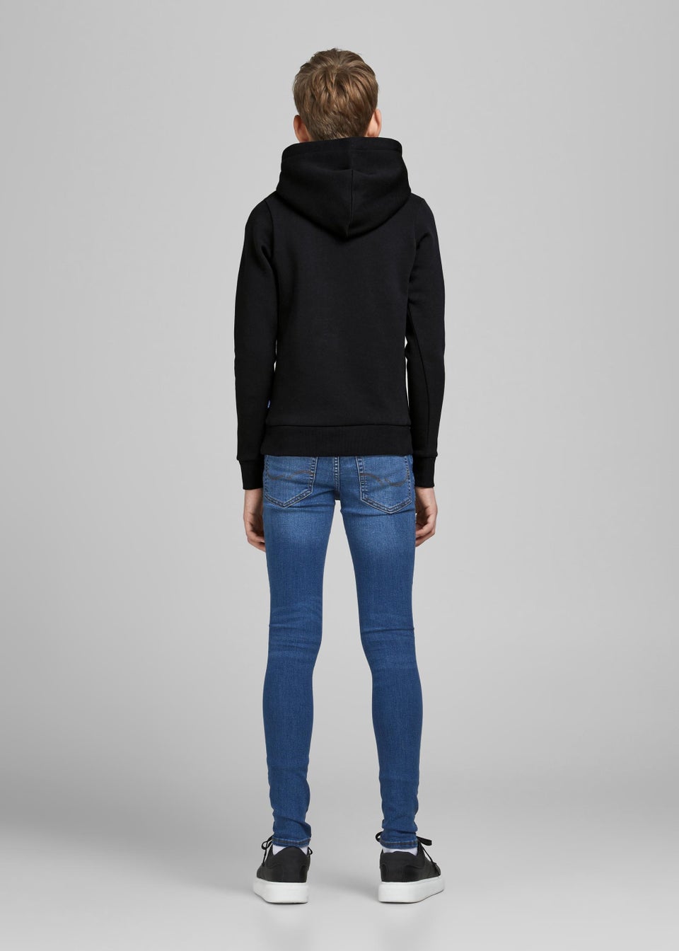 Jack & Jones Junior Black Play Print Logo Hoodie (8-16yrs)