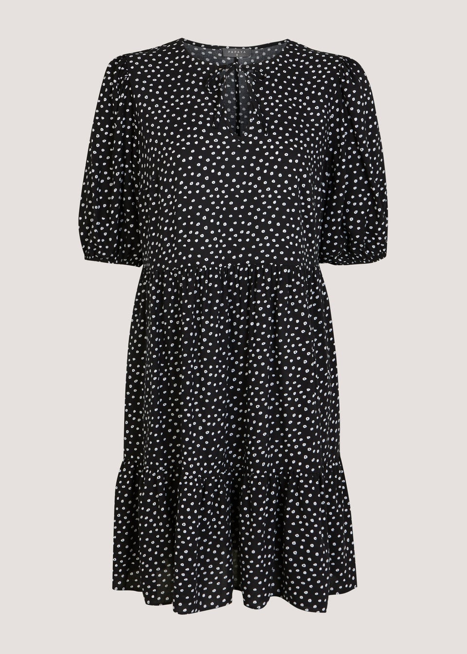Black Viscose Tiered Mini Dress
