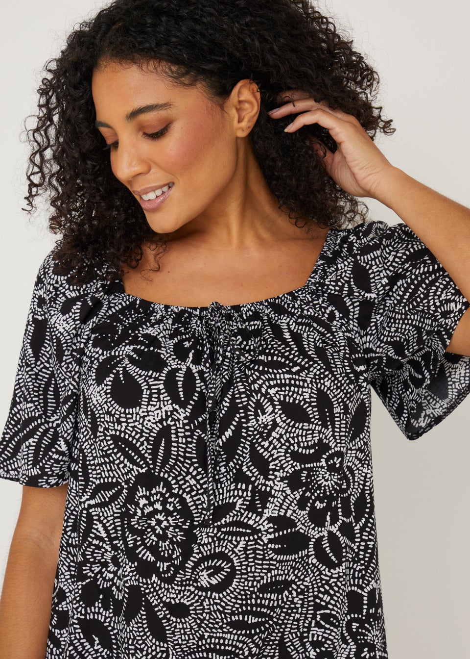 Black floral sales bardot top