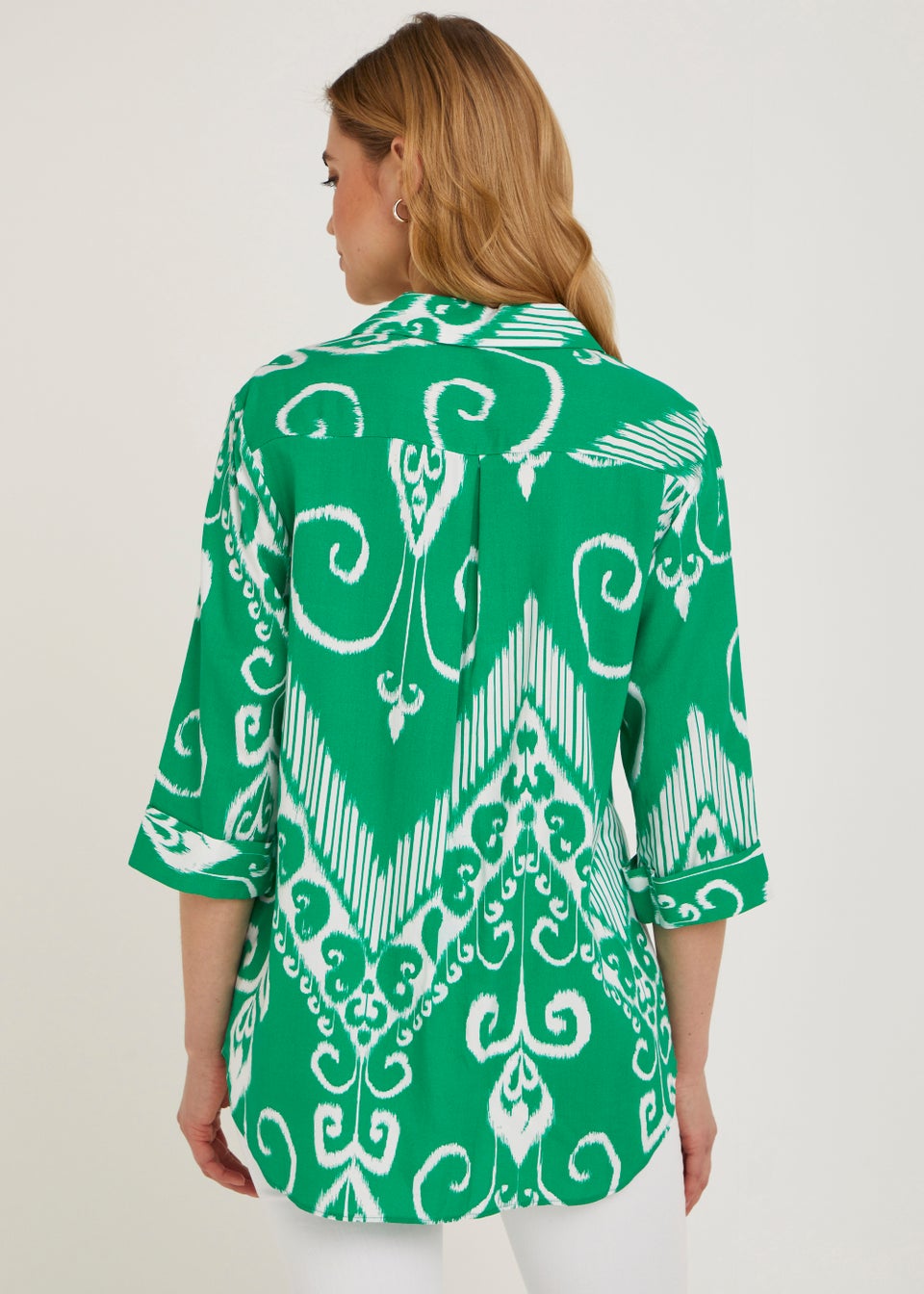 Sea Green Abstract Printed Modal A-Line Shirts Style Top main image 1