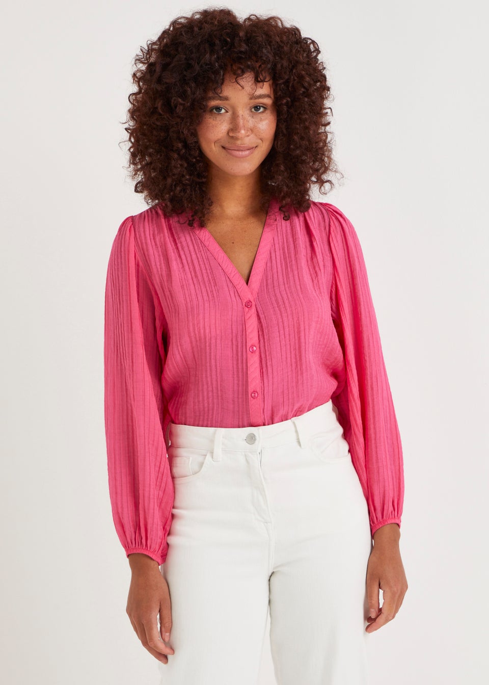 Sheer balloon sleeve blouse discount
