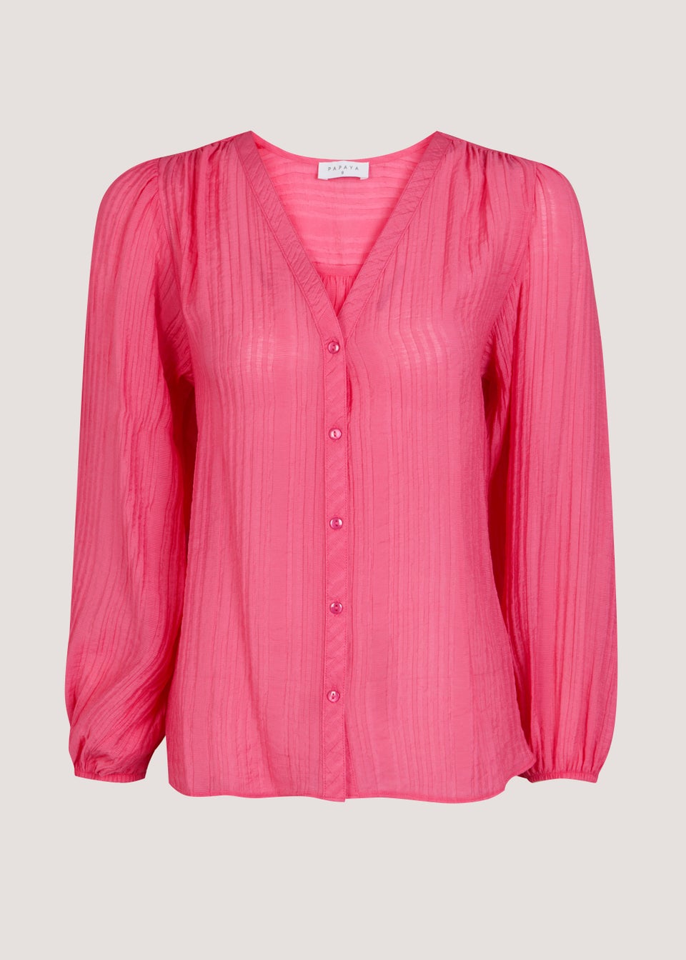 Pink Textured Balloon Sleeve Blouse