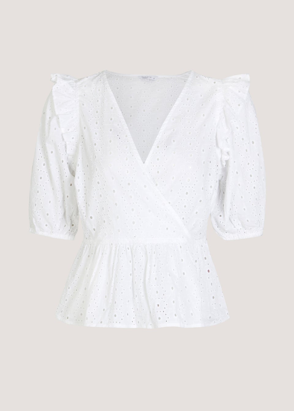 White Schiffley Wrap Front Blouse