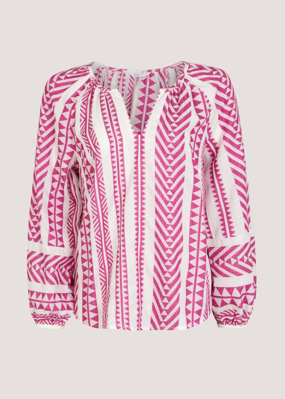 Pink Aztec V-Neck Blouse