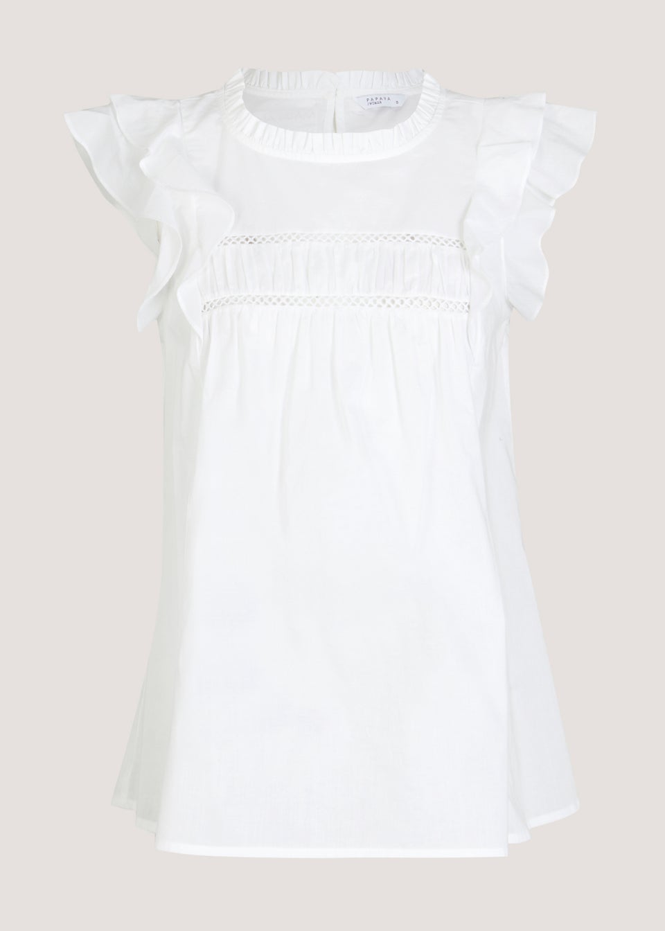 White Ladder Trim Frill Blouse