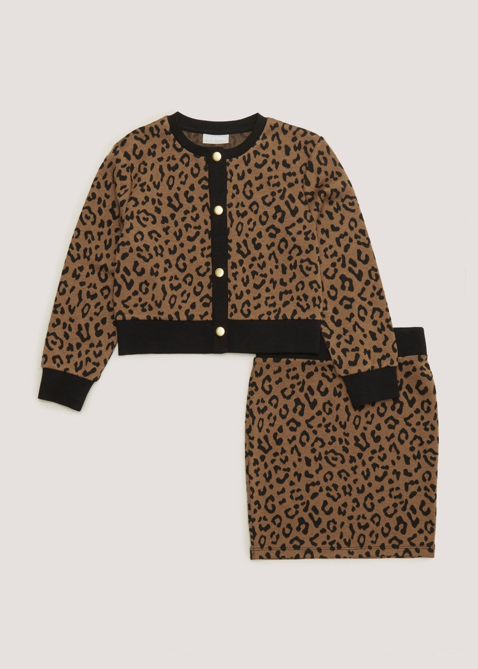 Leopard print shop skirt cardigan
