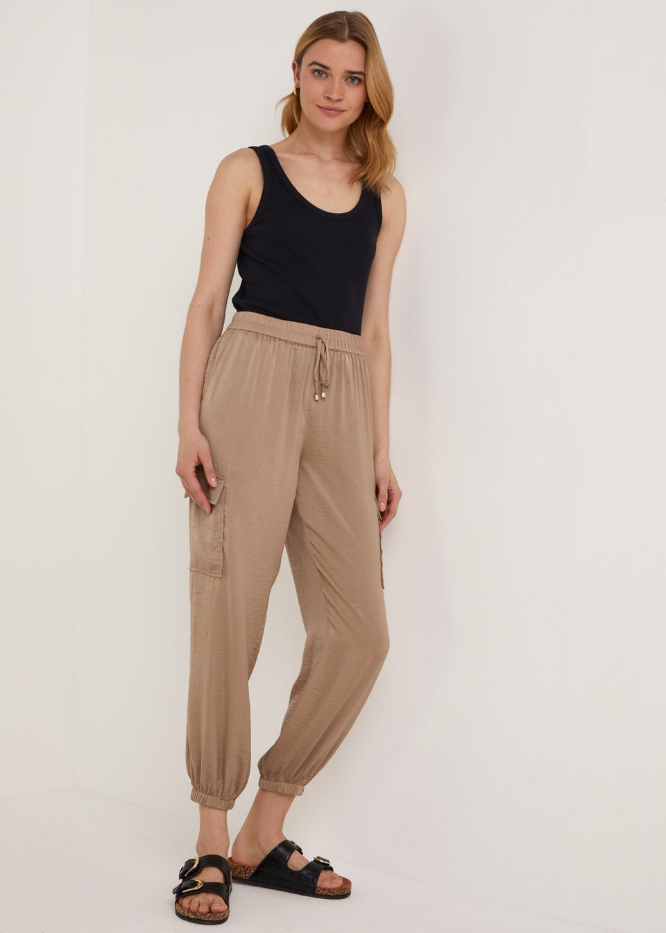 Beige Cargo Joggers