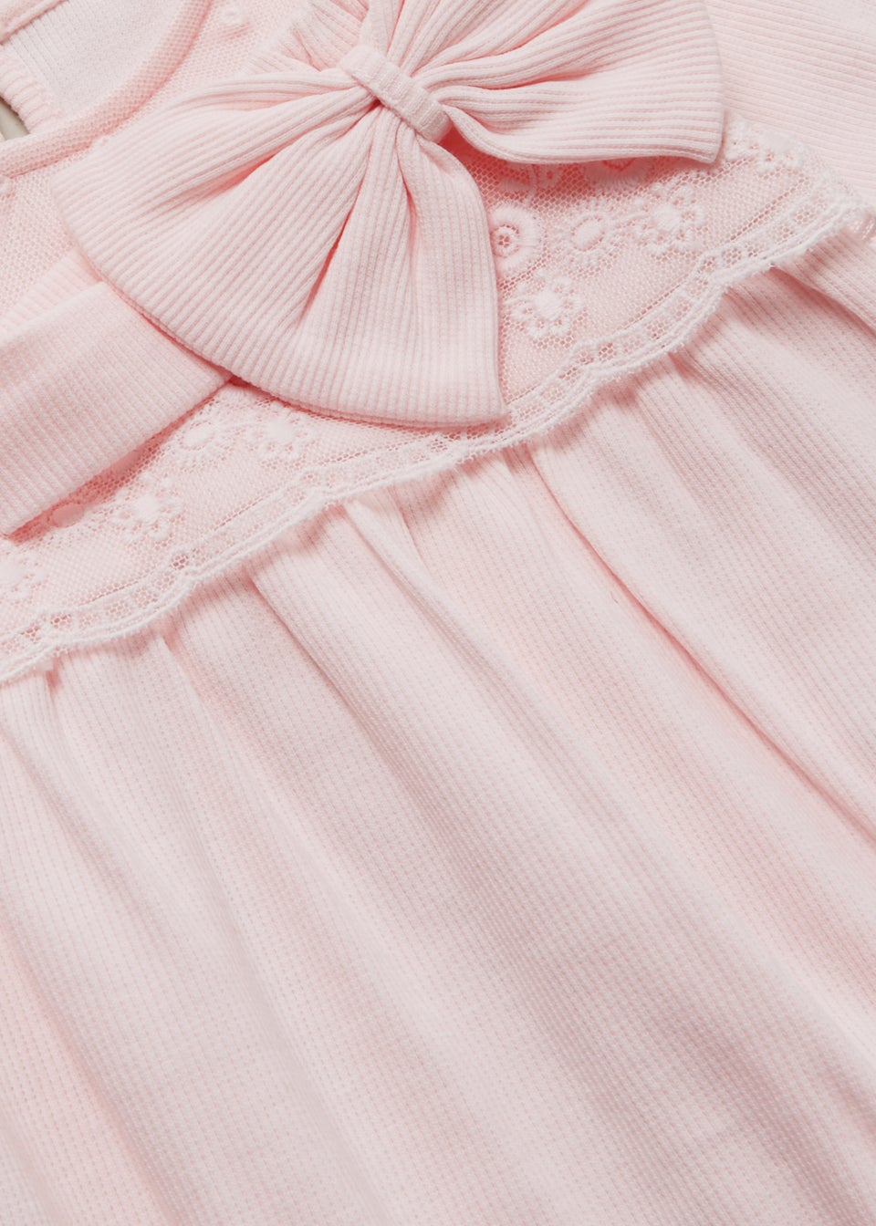 Baby Pink Lace Ribbed Romper & Headband Set (Newborn-18mths)