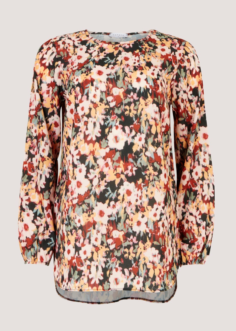Floral Print Long Sleeve Bubble Box Top