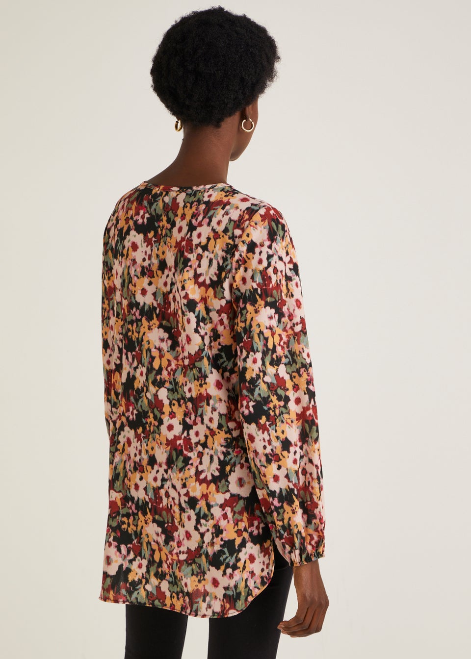 Floral Print Long Sleeve Bubble Box Top