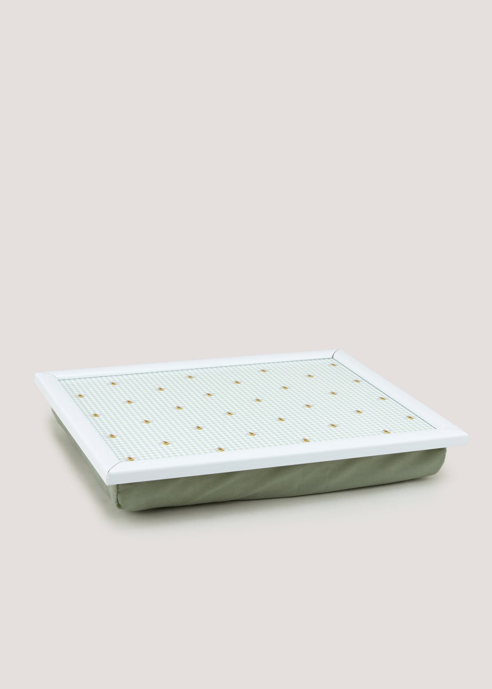 Green Bee Gingham Print Lap Tray