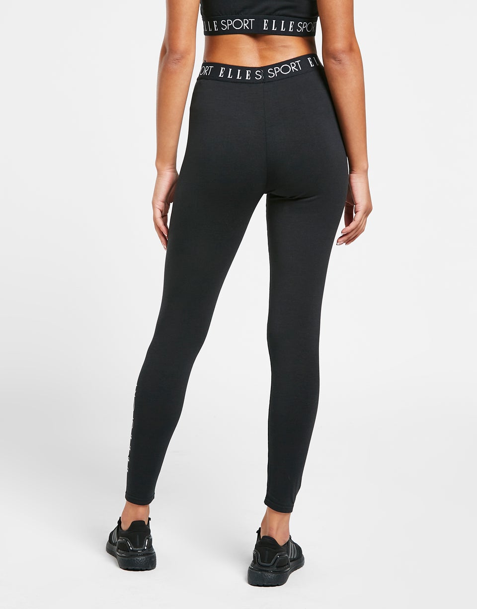 Elle Sport Black Cotton Leggings - Matalan