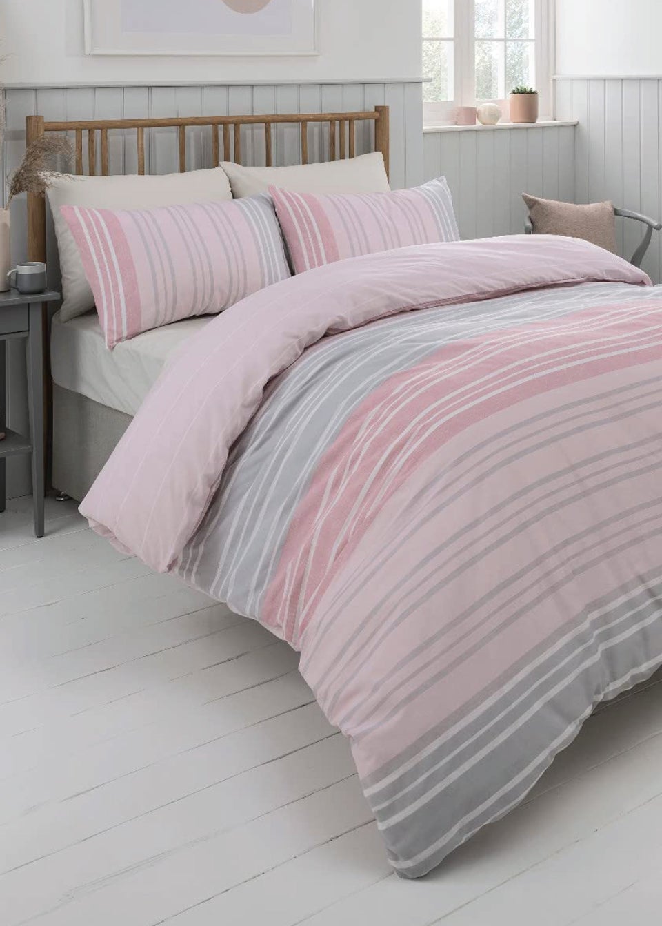 Sleepdown Blush Textured Stripe Duvet Cover