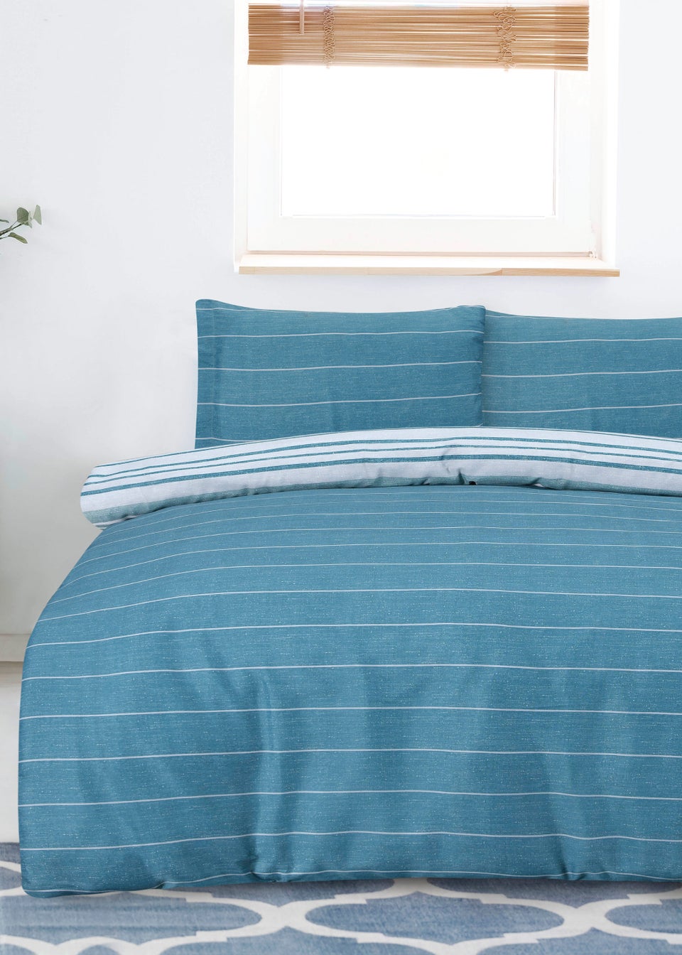 Sleepdown Teal Textured Stripe Duvet Cover