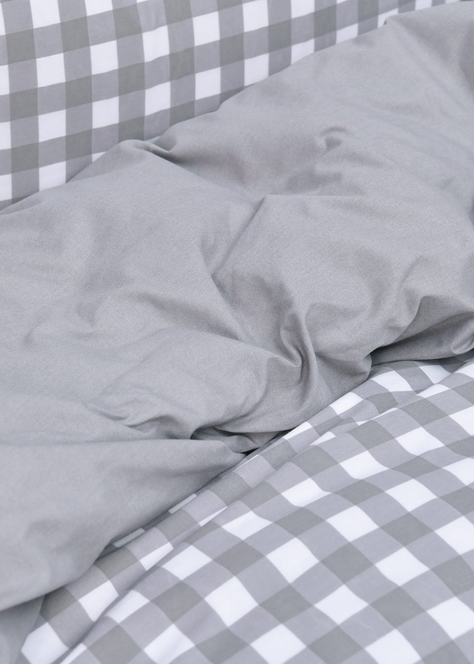 Sleepdown Grey Gingham Ruffle Duvet Cover