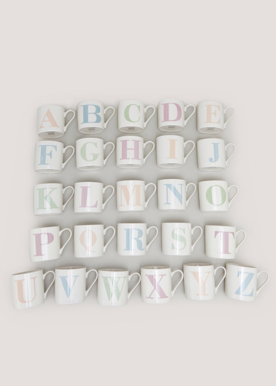 White Alphabet Mug (9cm x 9cm)