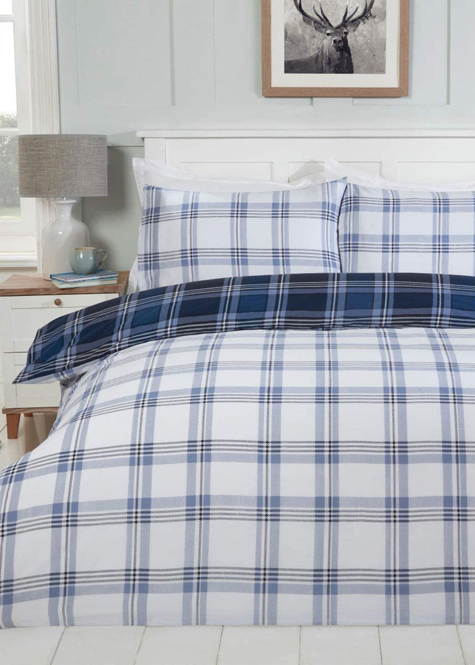 Sleepdown Navy Check Duvet Cover Matalan