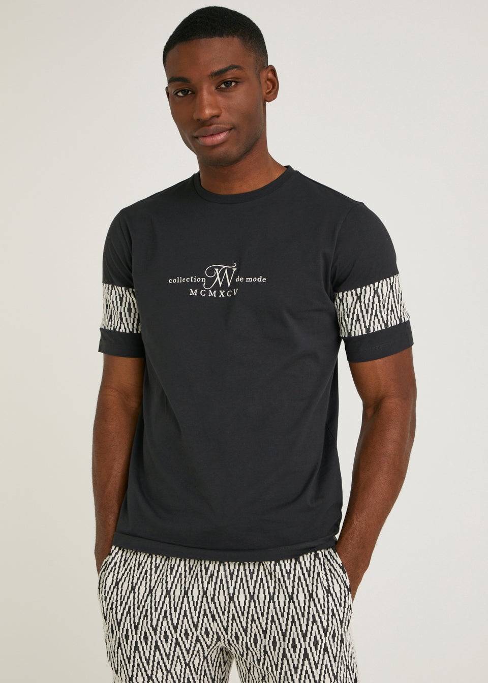 T W Black Zigzag T Shirt Matalan