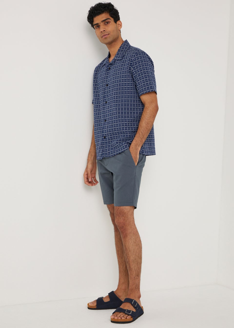 Grey Slim Fit Stretch Chino Shorts