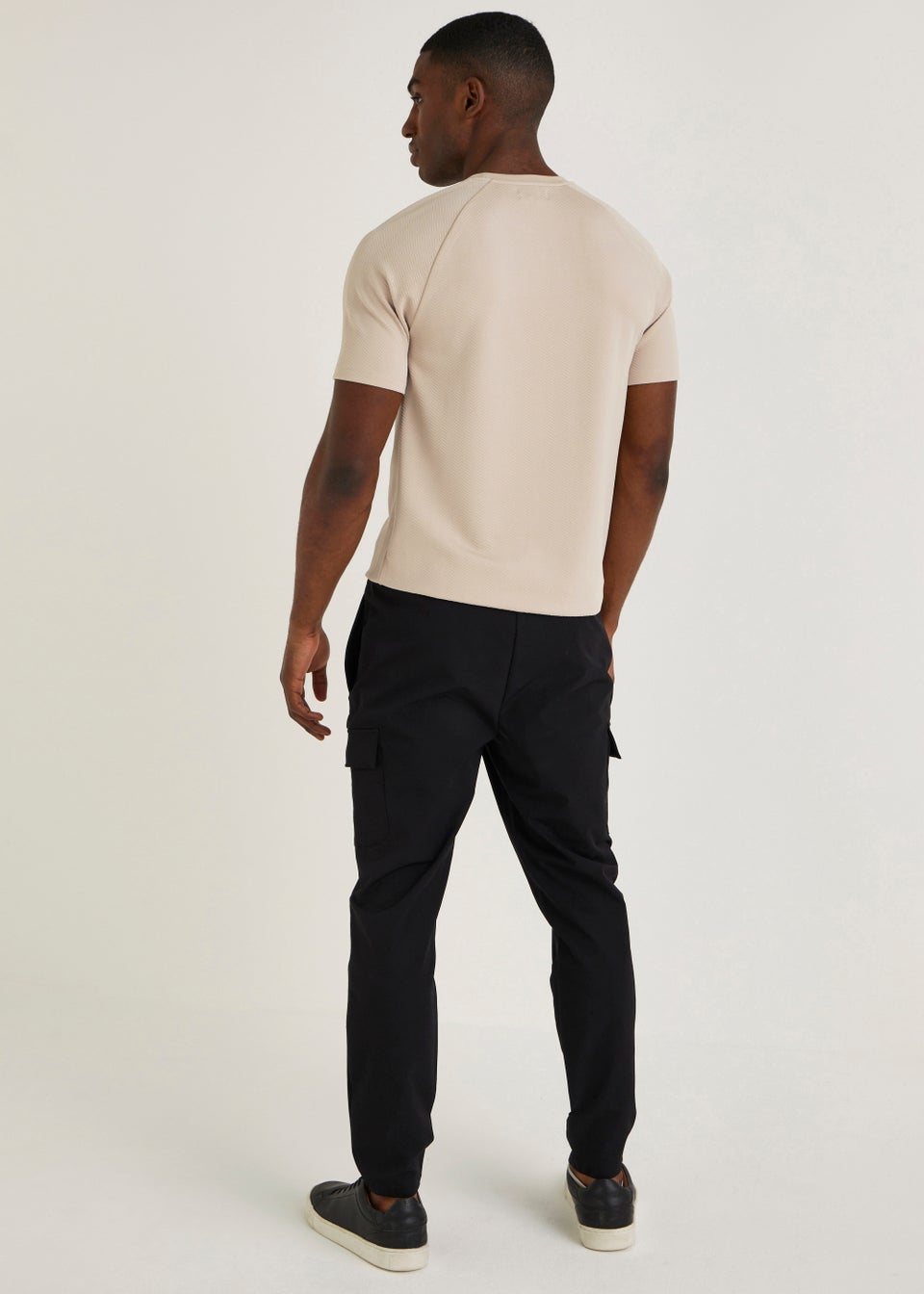 T&W Black Woven Cargo Joggers