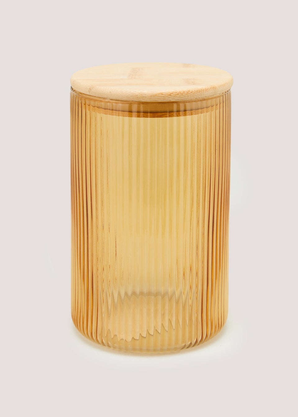 Amber Large Ribbed Glass Canister (19cm x 12cm)