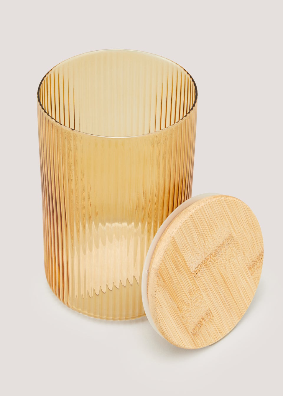 Amber Large Ribbed Glass Canister (19cm x 12cm)