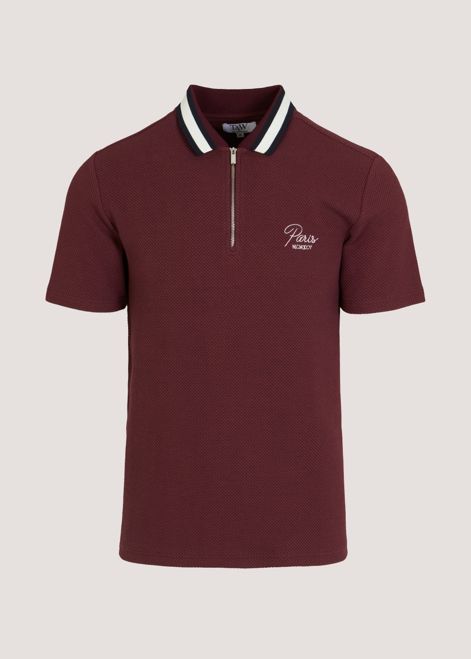 T&W Burgundy Pique Polo Shirt