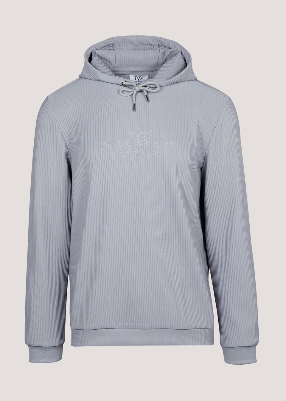 T&W Grey Ribbed Hoodie