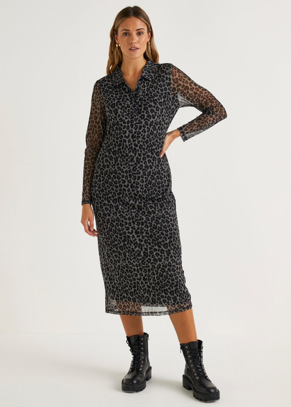 JDY Penelope Black Animal Print Midaxi Dress