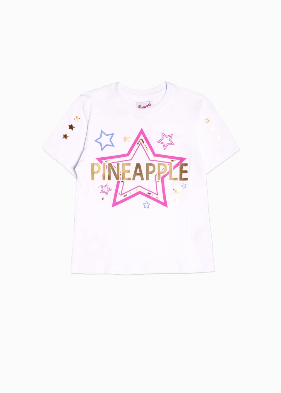 Girls Pineapple White Star Cropped T-Shirt (5-13yrs)