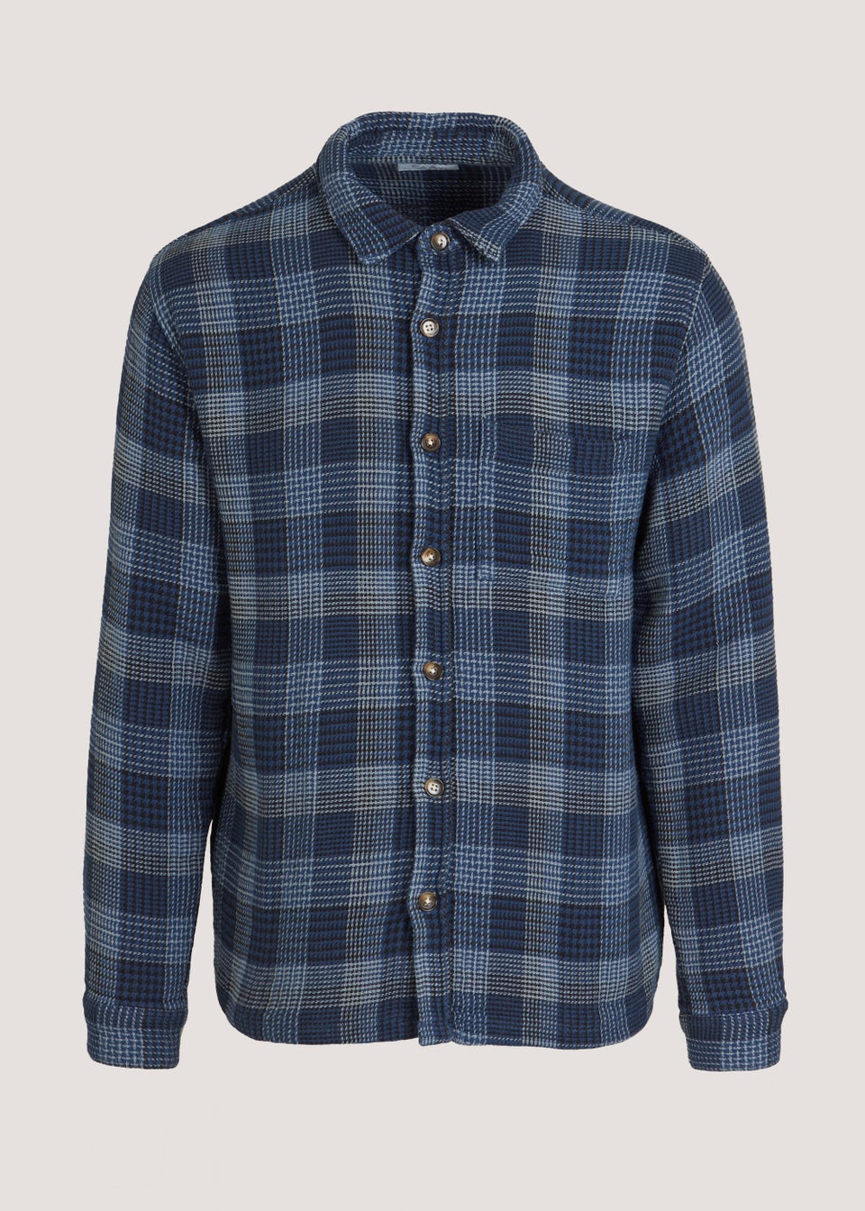 Navy Check Hoodie Overshirt