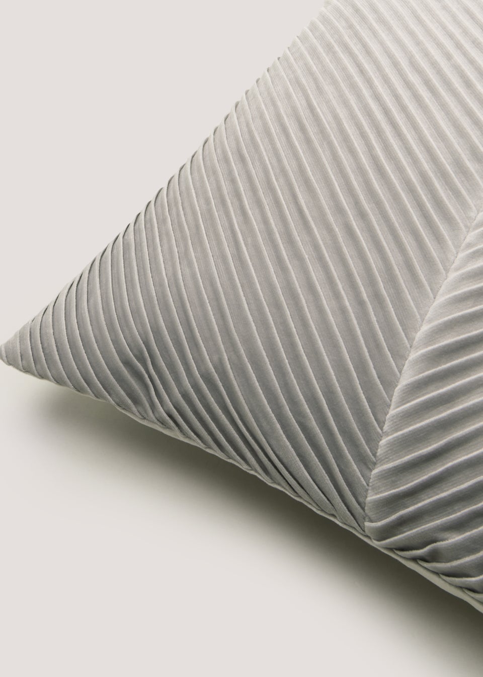 Light Grey Pleated Velvet Cushion (50cm x 50cm)