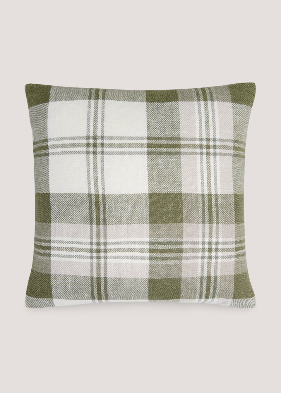 Green Woven Check Cushion 43cm x 43cm
