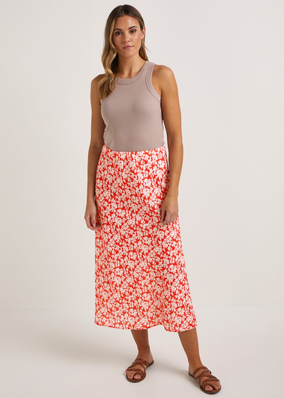 Red Floral Midi Co-Ord Skirt