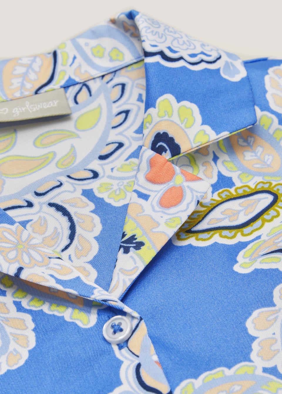 Girls Multicoloured Print Satin Tie Shirt (4-13yrs)