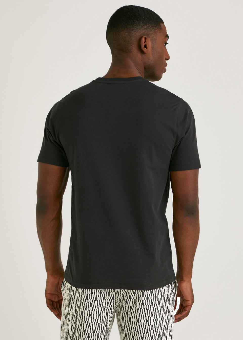 T&W Black Zigzag Print Panel T-Shirt
