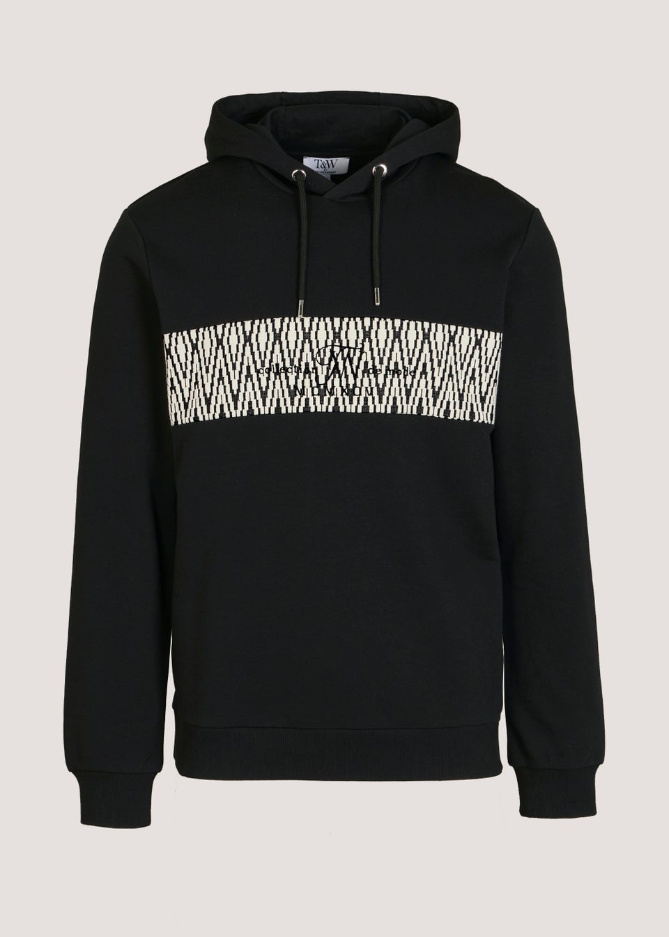 T&W Black Zigzag Tonal Pull-On Hoodie