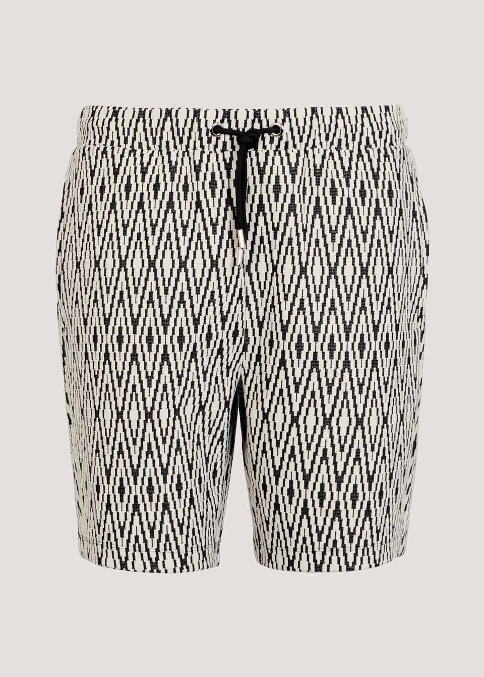 T&W Black Zigzag Jacquard Shorts