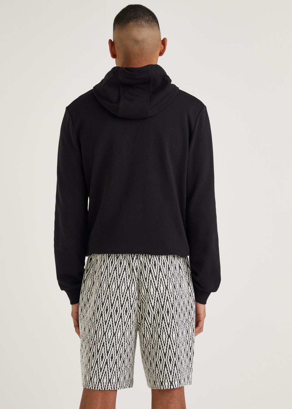 T&W Black Zigzag Jacquard Shorts