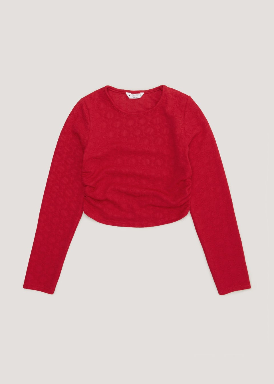Girls Candy Couture Red Textured Long Sleeve T-Shirt (9-16yrs)