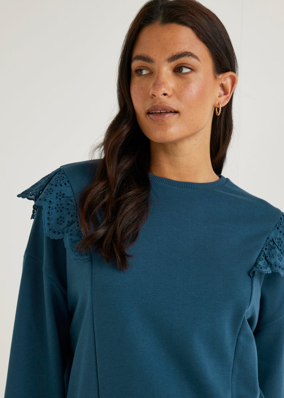 Blue Shiffley Lace Sweatshirt