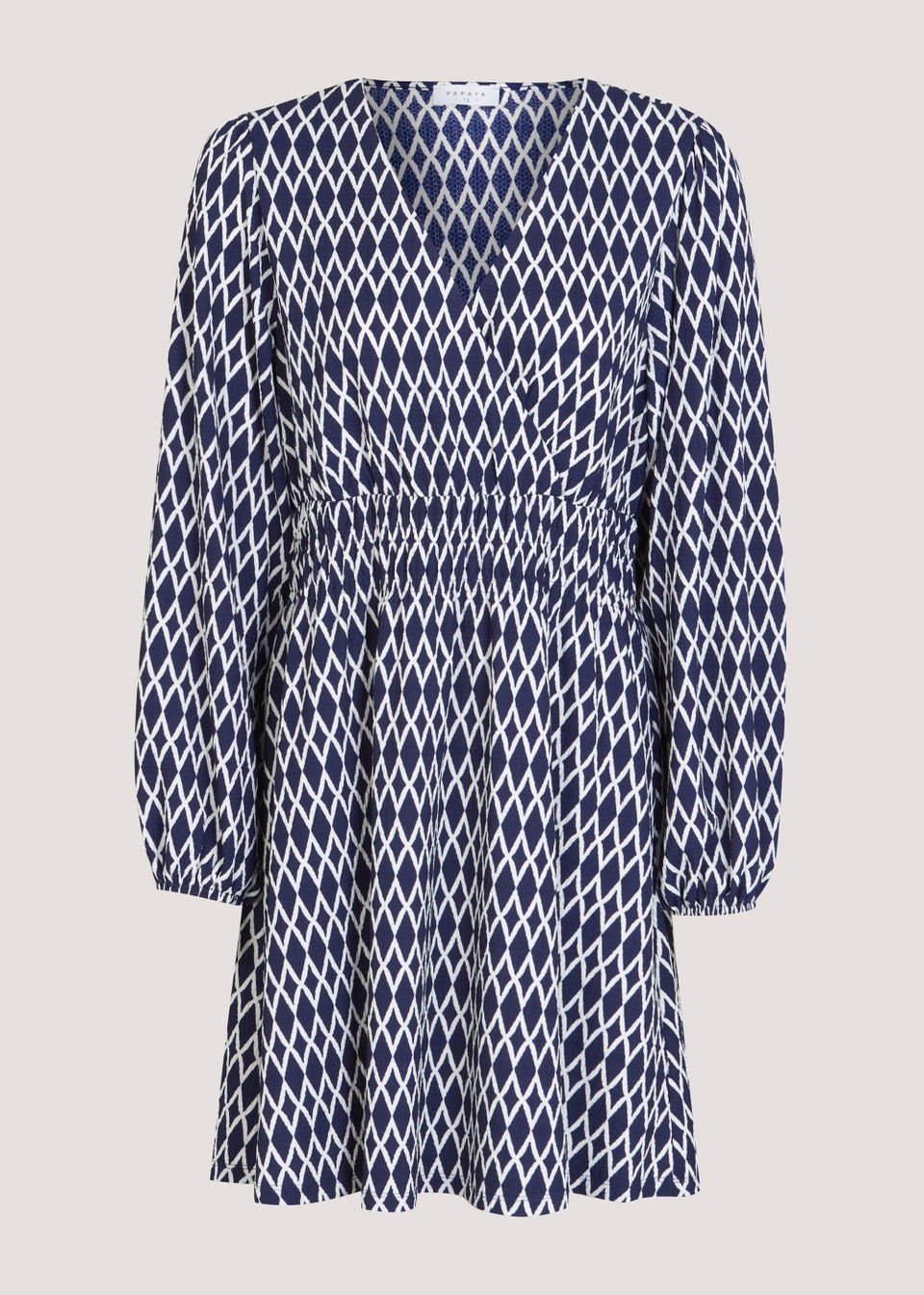 Blue Geo Print Jersey Mini Dress