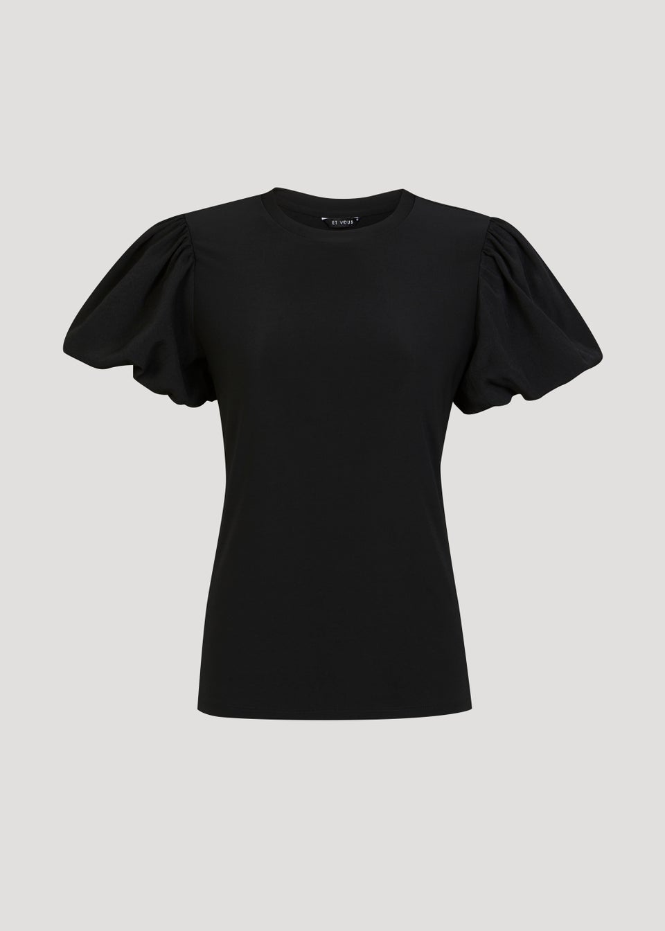 Et Vous Black Puff Sleeve Woven Top
