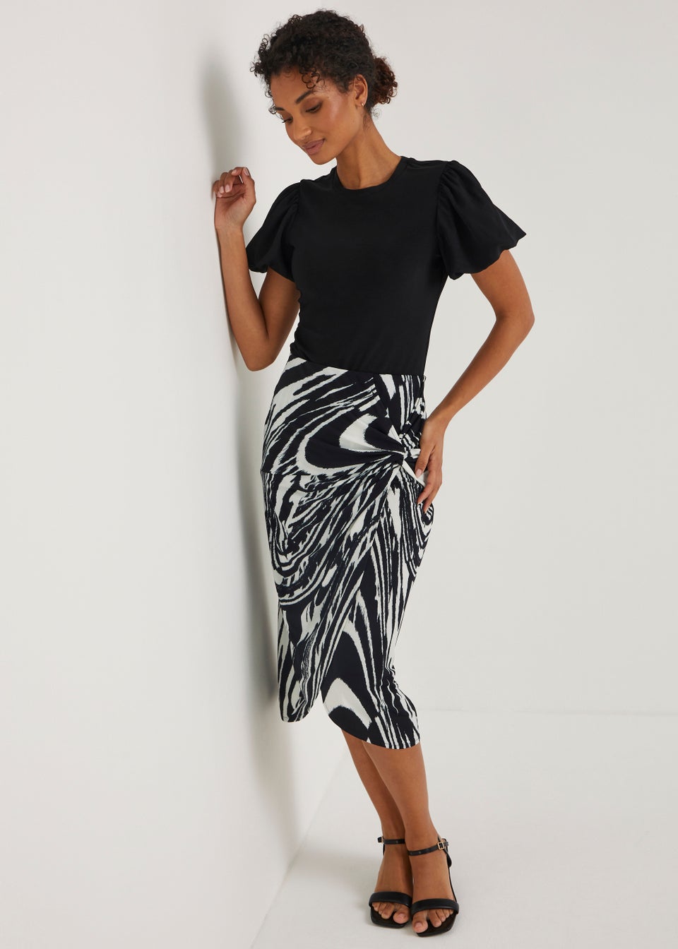 Et Vous Black Puff Sleeve Woven Top