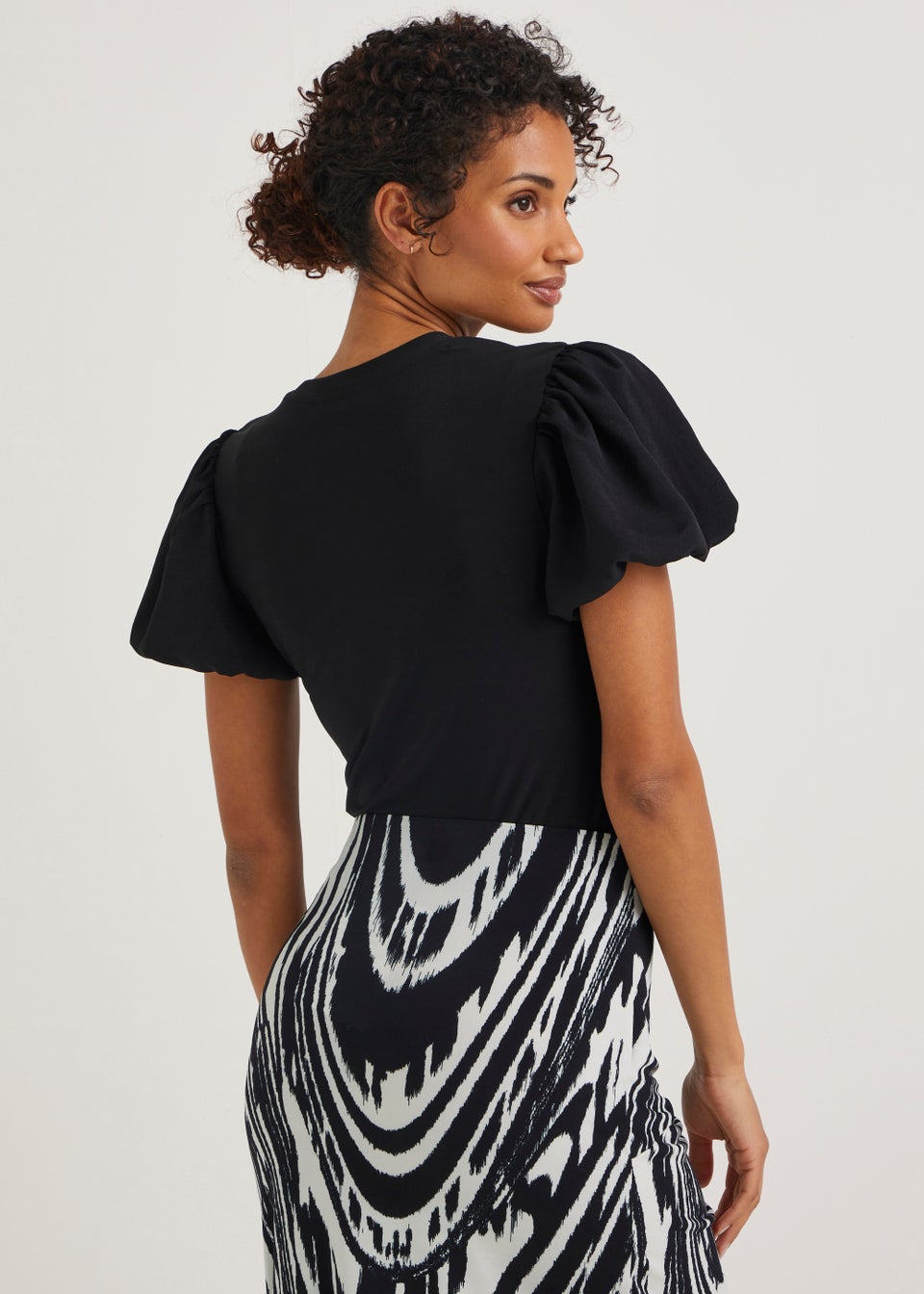 Et Vous Black Puff Sleeve Woven Top