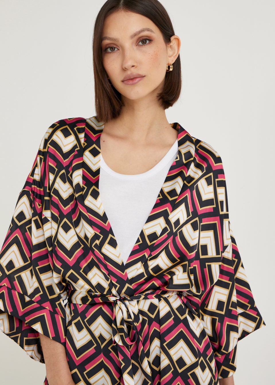 Et Vous Multicoloured Print Satin Kimono